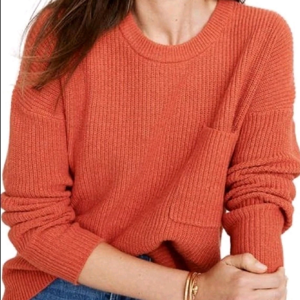 Madewell Women's Thompson Pocket Long Sleeve  Pullover Sweater Size XS Cozy Chic